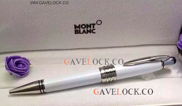 Montblanc JFK Ballpoint Pen Silver Clip White Barrel